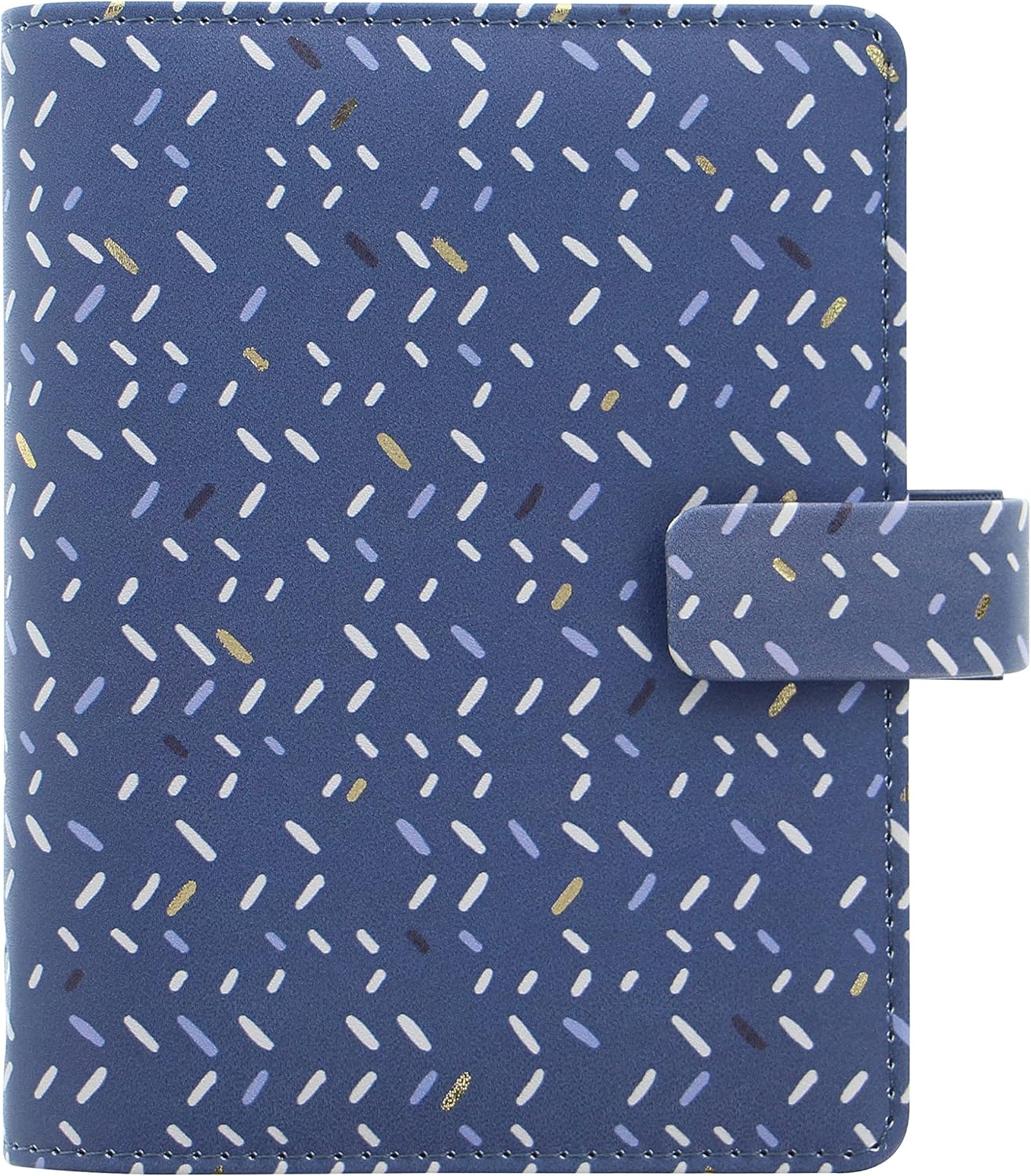 Filofax Indigo Organizer, Pocket Size, Frost - Leather-Look, Gold Foil Accents, Six Rings, Week-to-View Calendar Diary, Multilingual, 2025 (C028714-25)