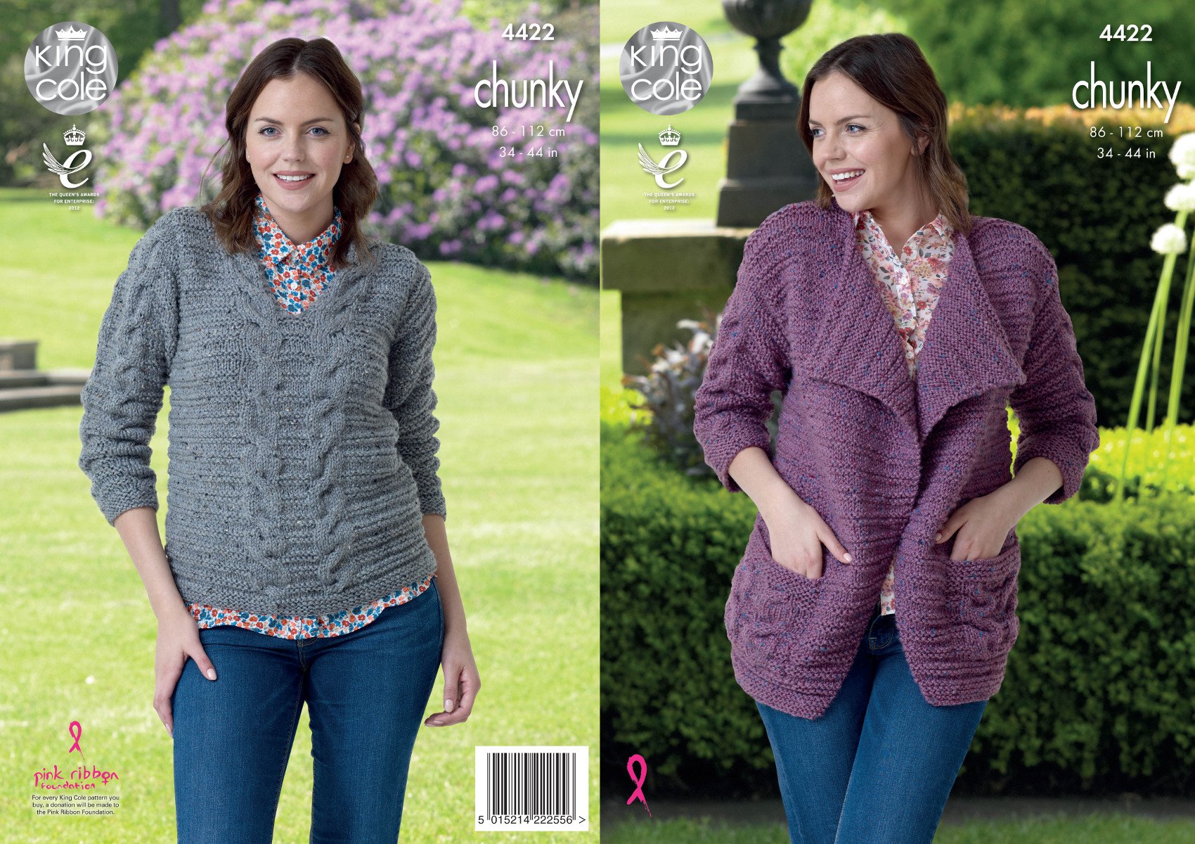 King Cole Women's Knitting Pattern Jacket - Cable Tweed Chunky Ribbed Knit Sweater Design