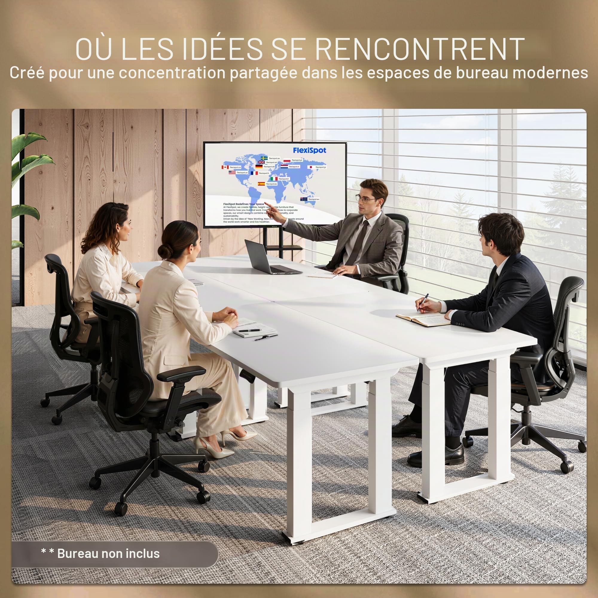 FLEXISPOT Cadre Bureau Assis Debout, Table avec 4 Pieds et Double Moteurs, Table à Manger et Bureau, Télescopique 2 Directions (Capacité de Charge 150 kg)