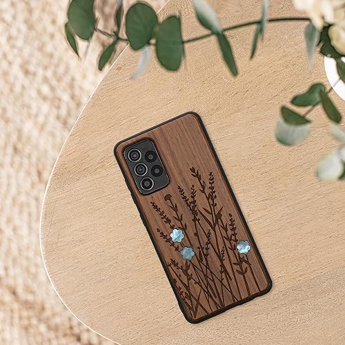 Miniatura 6 de kwmobile Funda de madera compatible con Samsung Galaxy A52  A52 5G  A52s 5G - Funda - Funda - Flores silvestres perla marrón oscuro