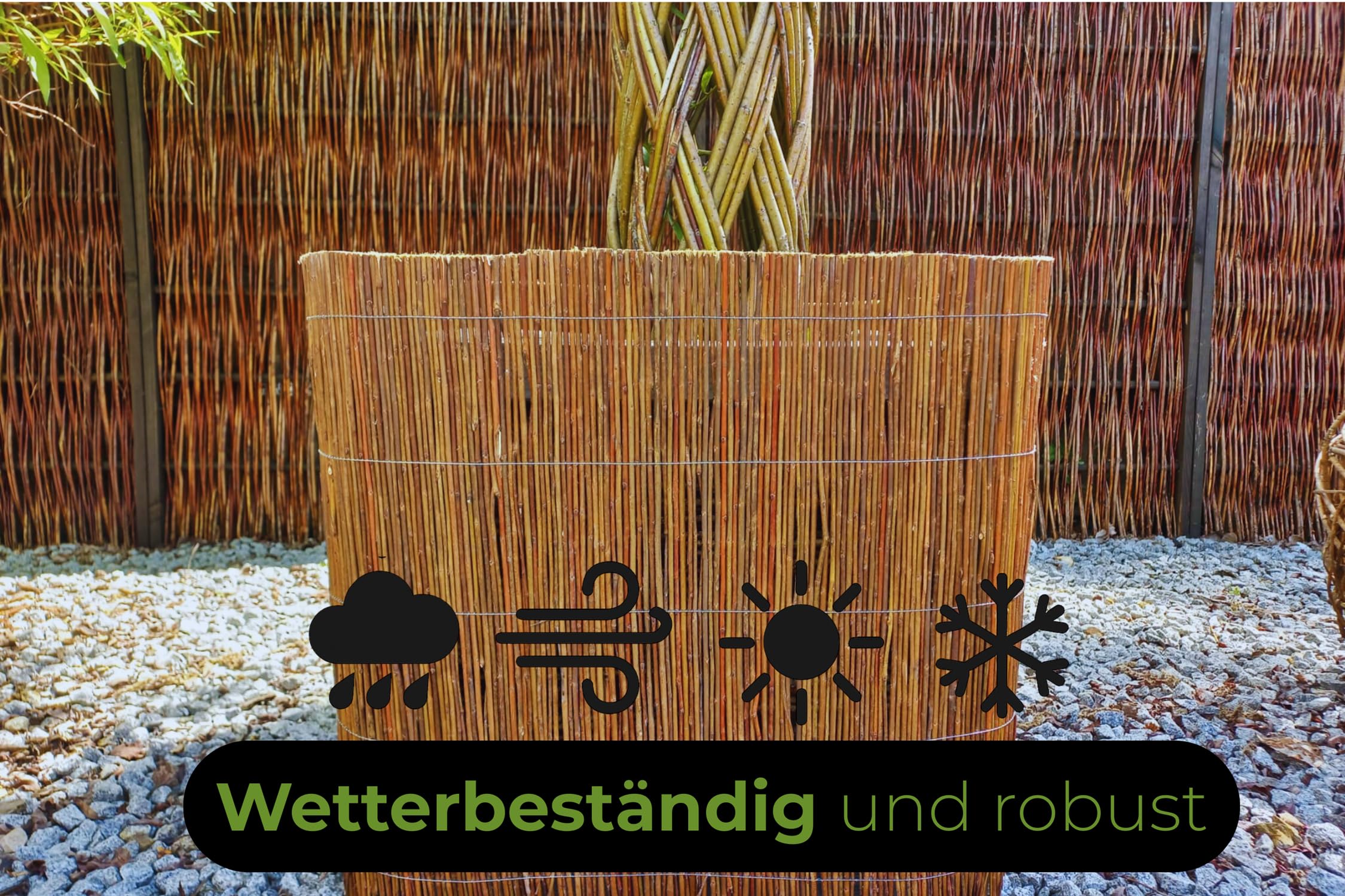 Weidenmatte 40 x 300 cm Sichtschutz Pflanzenschutz Rasenkante Beetumrandung Weidenzaun Beeteinfassung Sichtschutz Garten Windschutz & Sonnenschutz Schattenspender