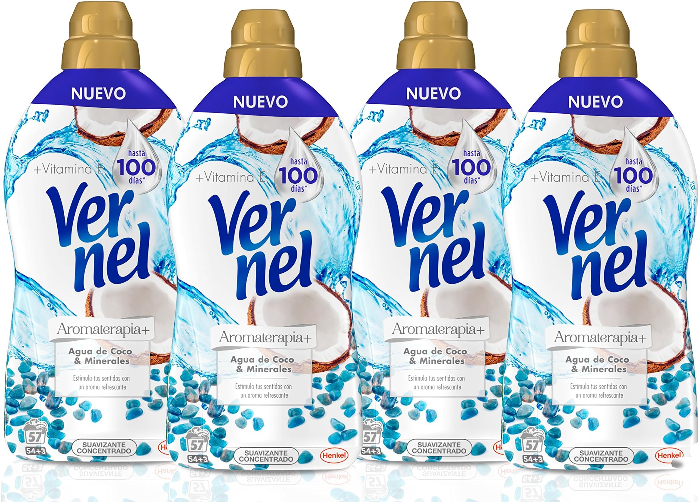 Vernel Softener Concentrate for Clothes Aromatherapy Coconut Water & Minerals – 54+3 Washes, 1.140 L