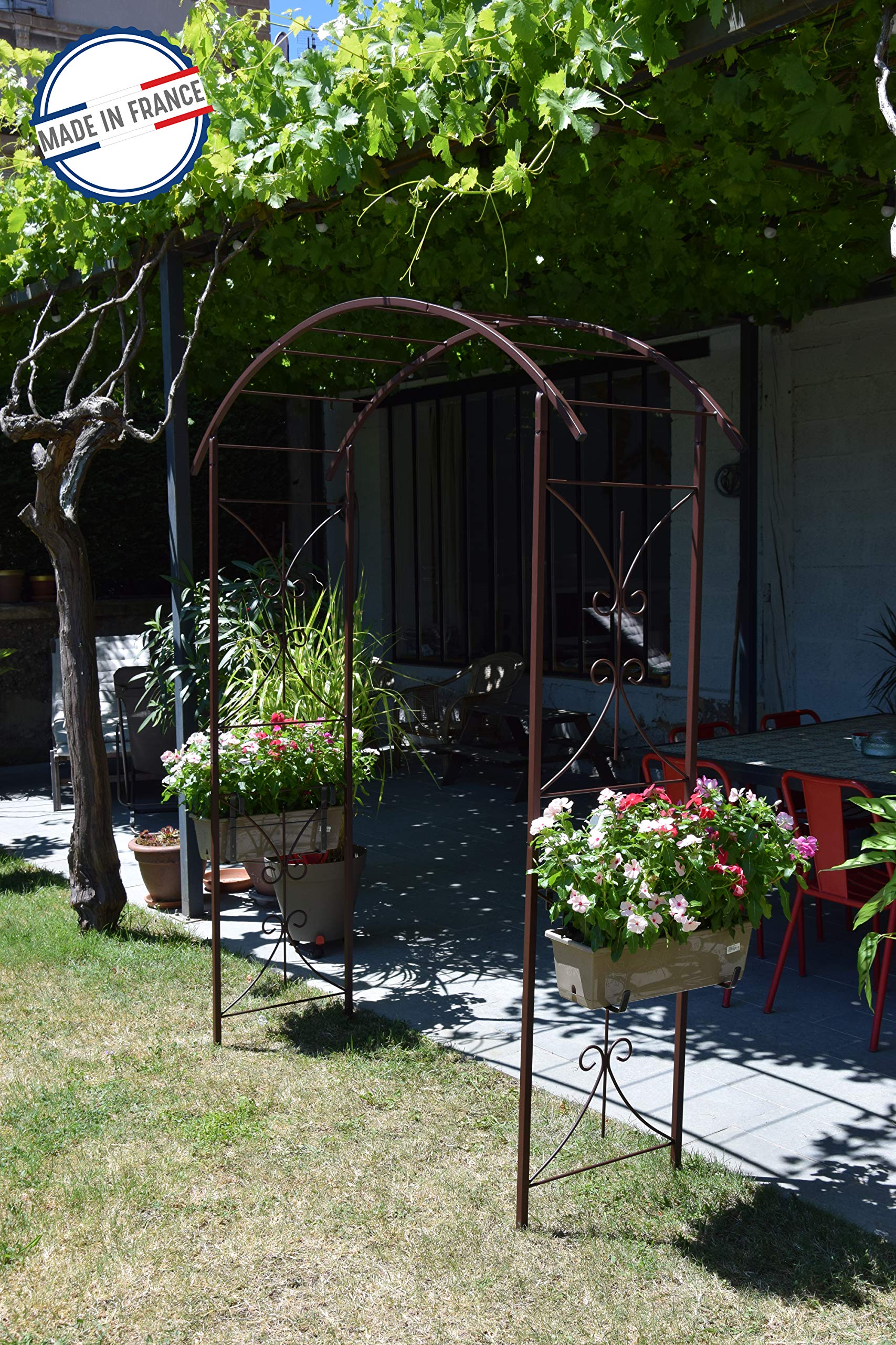 LOUIS MOULIN Arche Tube carré pour Plante grimpante Fer Vieilli 180 x 50 x 220 cm 3026 - Made in France