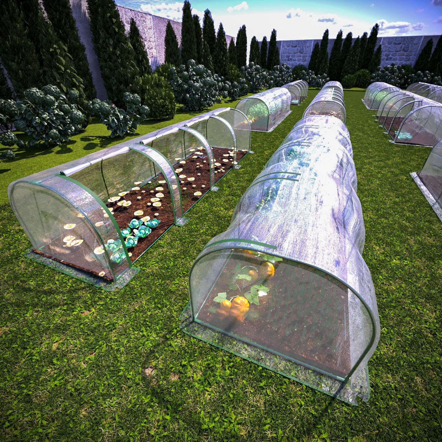 Serra A Tunnel in Acciaio Per Piante Fiori Orto Giardino Telo In PVC Trasparente Con 3 Porte Avvolgibili A Cerniera Protezione Piante Giardinaggio 295 x 100 x 80 Cm