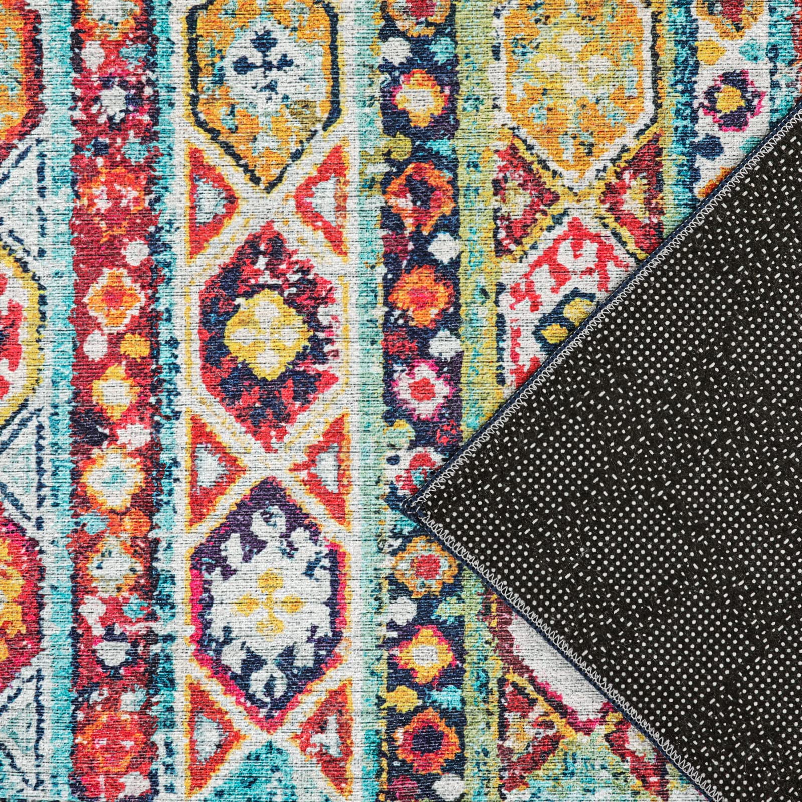 Wonnitar Bohemian Area Rug - Washable 3x5 Entry Rug Non-Slip Colorful ...