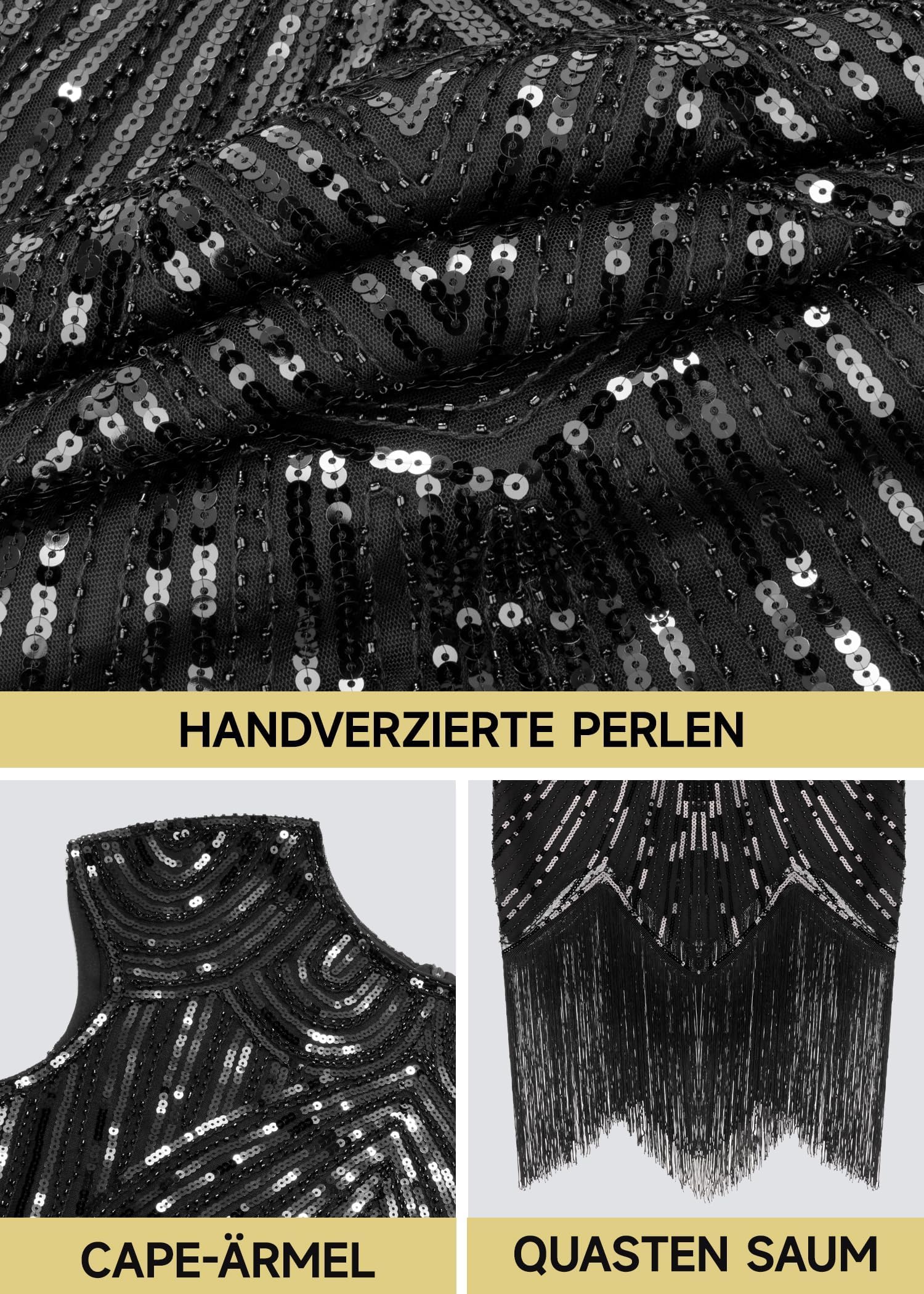 Alintor Vestito Charleston Donna, Vestito Anni 20 Donna, Vestito Frange Donna, Abito Anni 20 Donna, Flapper Anni 20 Donna