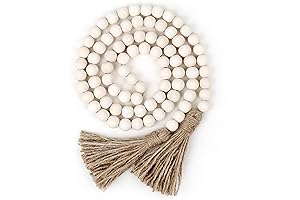 58in Boho Chic Wood Bead Garland with Tassels