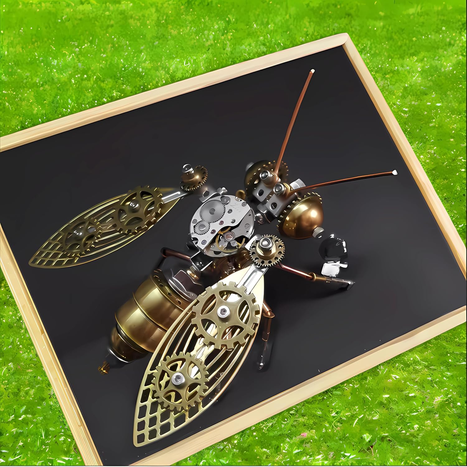 Mechanical Metal DIY 3D Bumblebee Model Kits Puzzle for Adults Insect Brass Puzzle Steampunk Electric Mechanical, Assembly DIY Gift Craft Hobby for Men (Bumblebee)