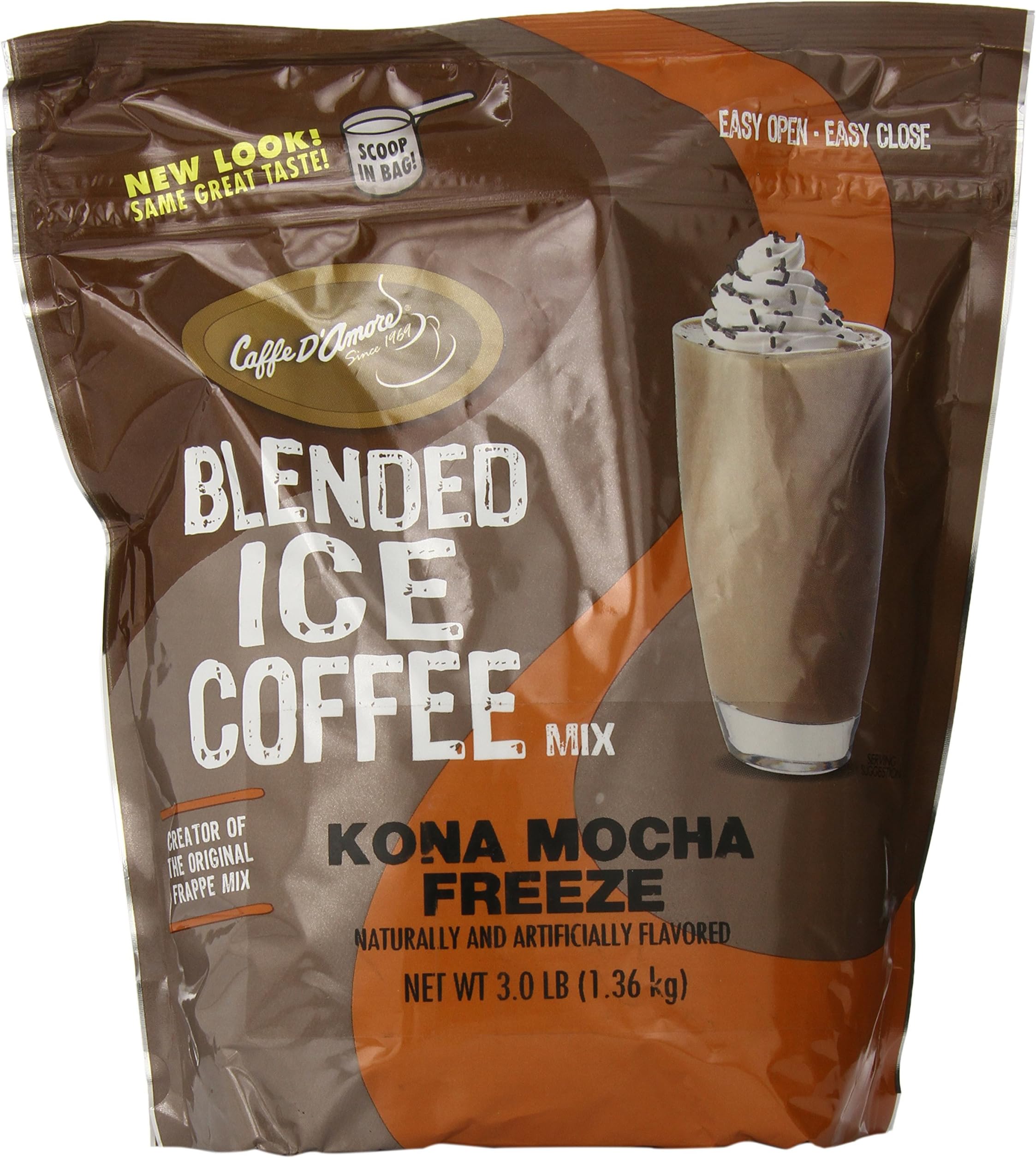 Frappe Freeze Iced Coffee Kona Mocha Blended Drink Mix, 3 Pounds