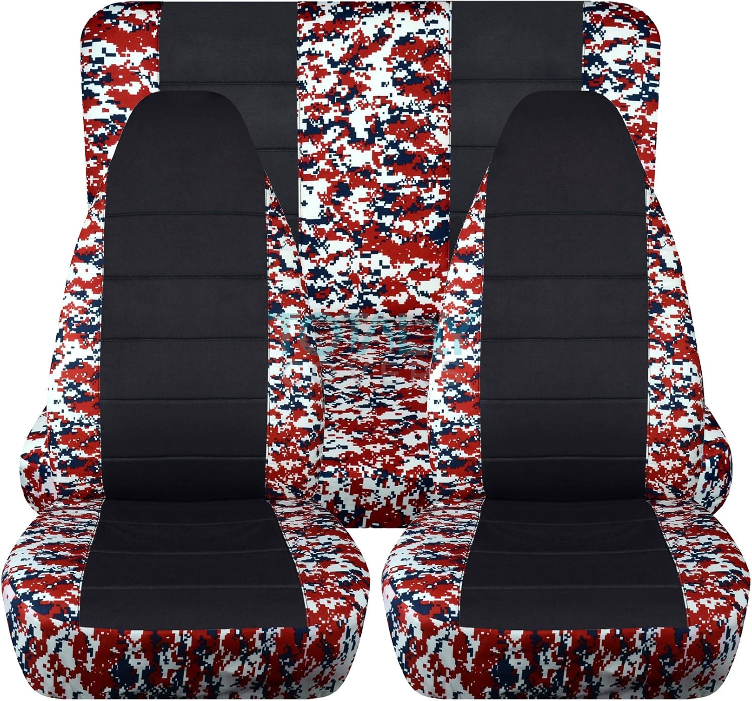 Totally Covers Compatible with 1997-2006 Jeep Wrangler TJ Camo & Black Seat Covers: Orange Tree Camouflage - Full Set: Front & Rear (19 Prints) Complete Back Bench