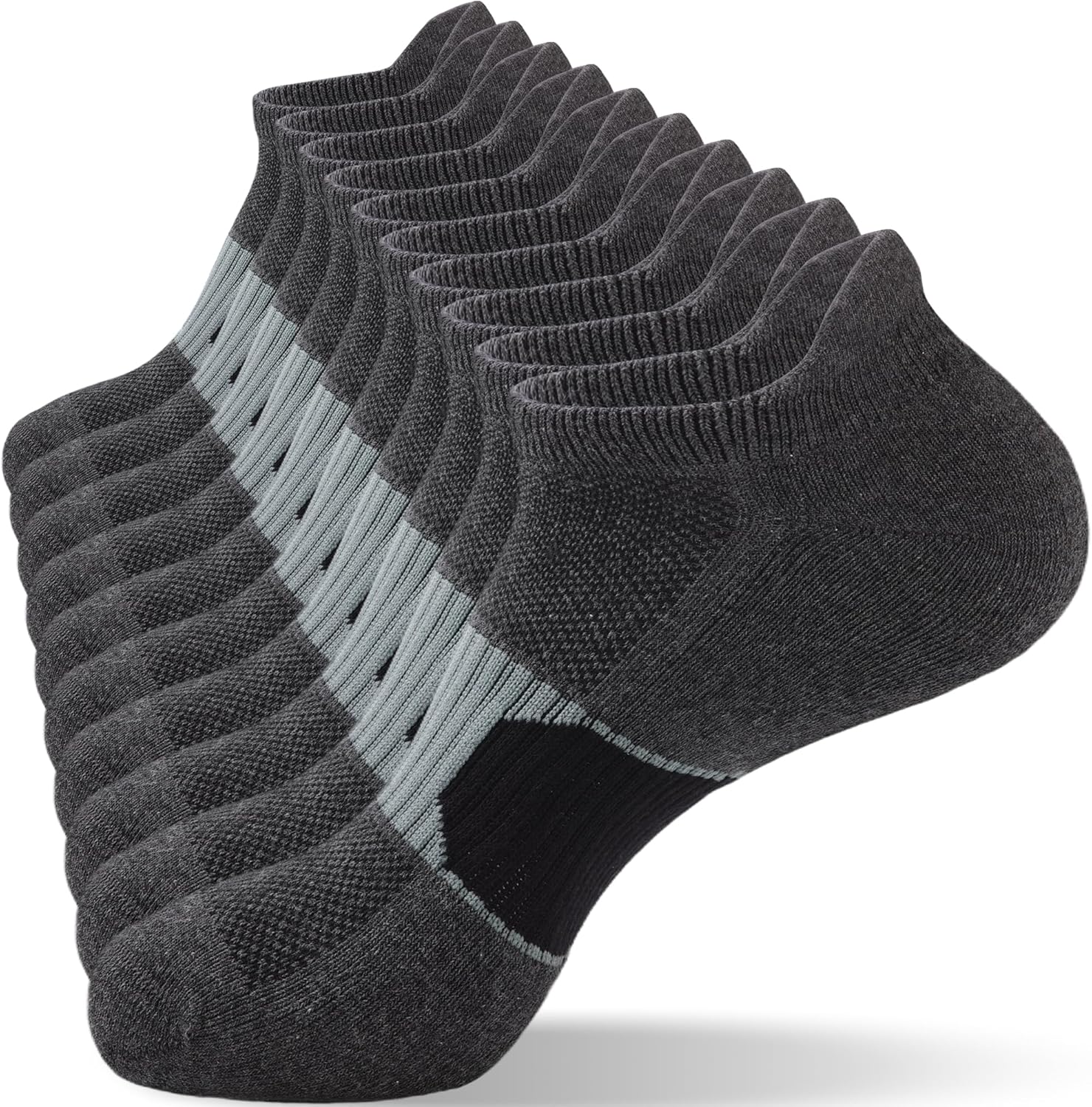 Ankle Running Socks for Men with Cushion 5 Pack Mens Athletic Cushioned Low Cut Cotton Short Sports Socks