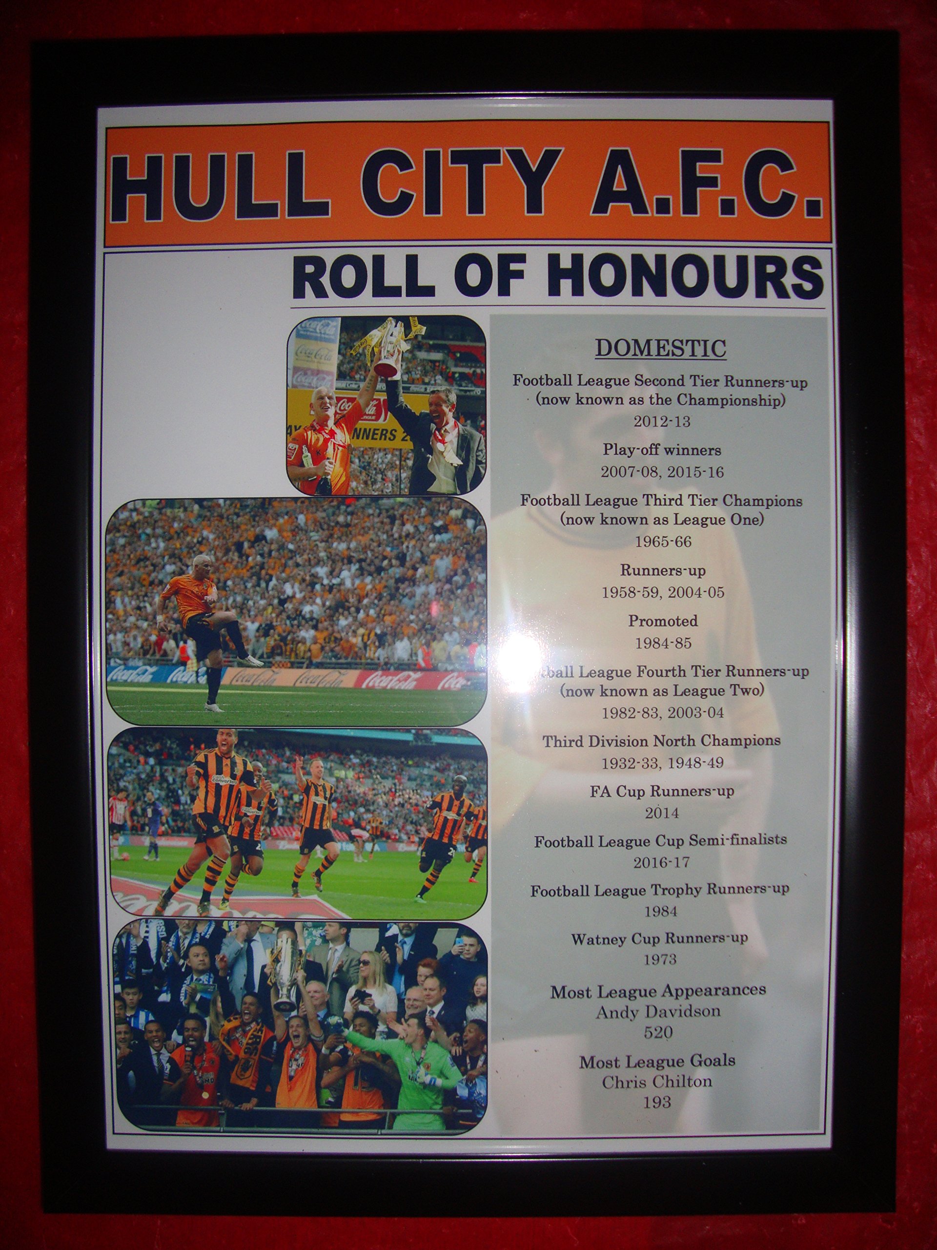 Lilywhite Multimedia Black Hull City Club History Roll Of Honours - Framed Print