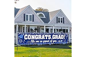 Grad We Are So Proud of You Navy Blue Graduation Banner