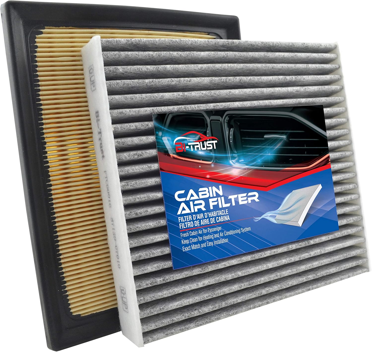 Engine Cabin Air Filter Kit,Replacement for Toyota Prius Plug-In 2012-2015 L4 1.8L,RAV4 2016-2018 L4 2.5L Hybrid,2-Pack