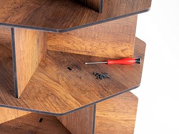 خزانة كتب دوارة Vigo Wood 360° – رف خشبي حديث ومزخرف متعدد الطبقات للكتب والمجلات (جوز، 5 أرفف)