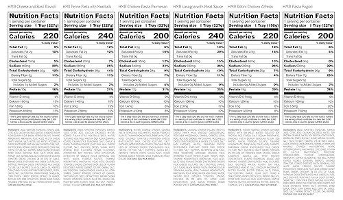 Miniatura 6 de HMR Pasta Classics Entree Bundle 1 pasta Penne con albóndigas, 1 alfredo de pollo Rotini, 2 ravioles de queso y albahaca y 2 macarrones cremosos y