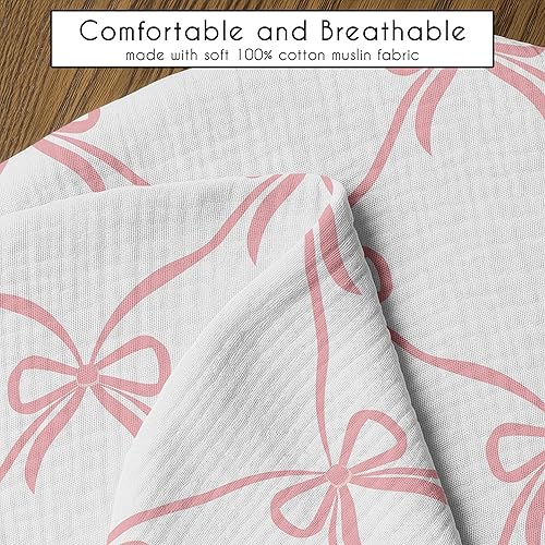 Miniatura 5 de Sweet Jojo Designs Funda de almohada de muselina de lactancia (lazos rosados) para bebés, recién nacidos, bebés, 100% algodón, almohada no incluida