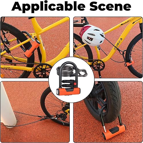 Miniatura 5 de MEGHNA Candado de bicicleta con cable de alta resistencia para bicicleta en U, combinación antirrobo con soporte para bicicleta de montaña,