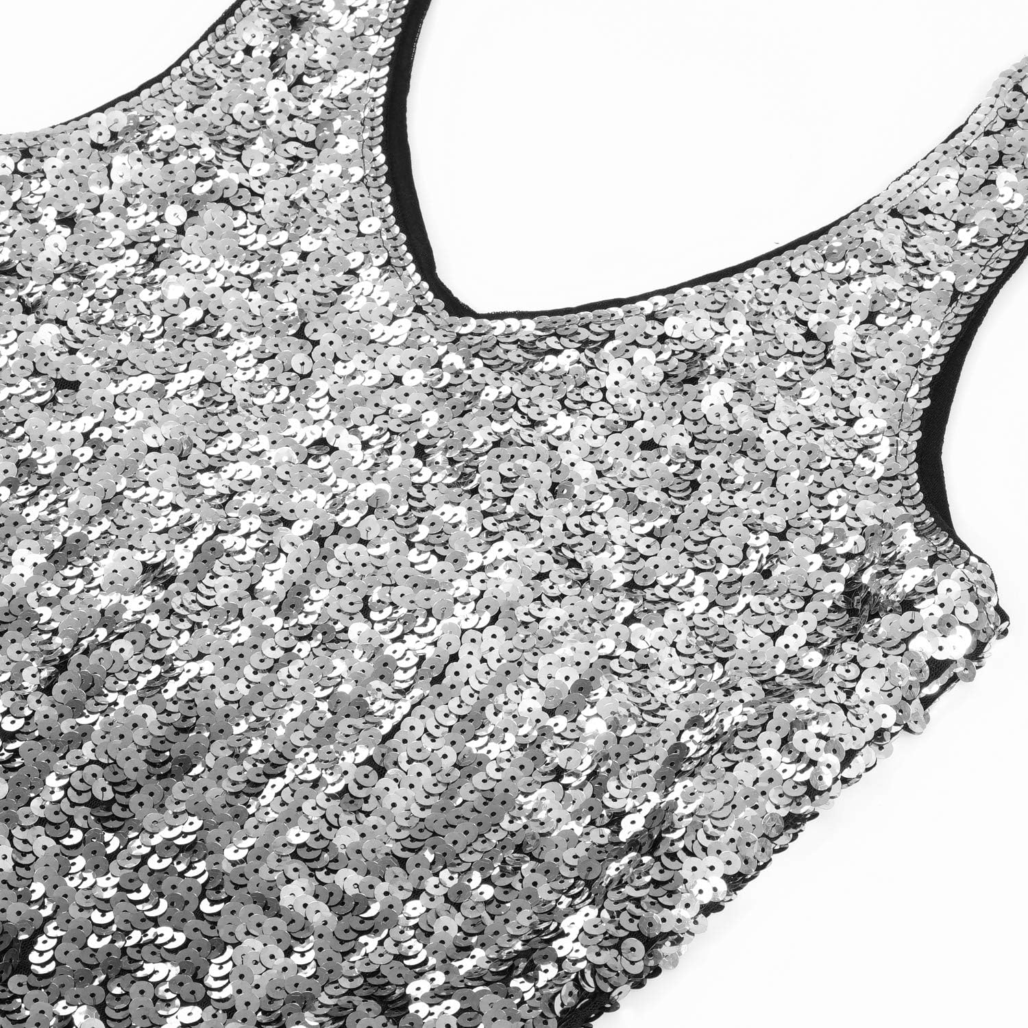 MANER Women's Sequin Dress Sparkly Glitter V-Neck Sleeveless Party Club Cocktail Tank Dress - Image 5