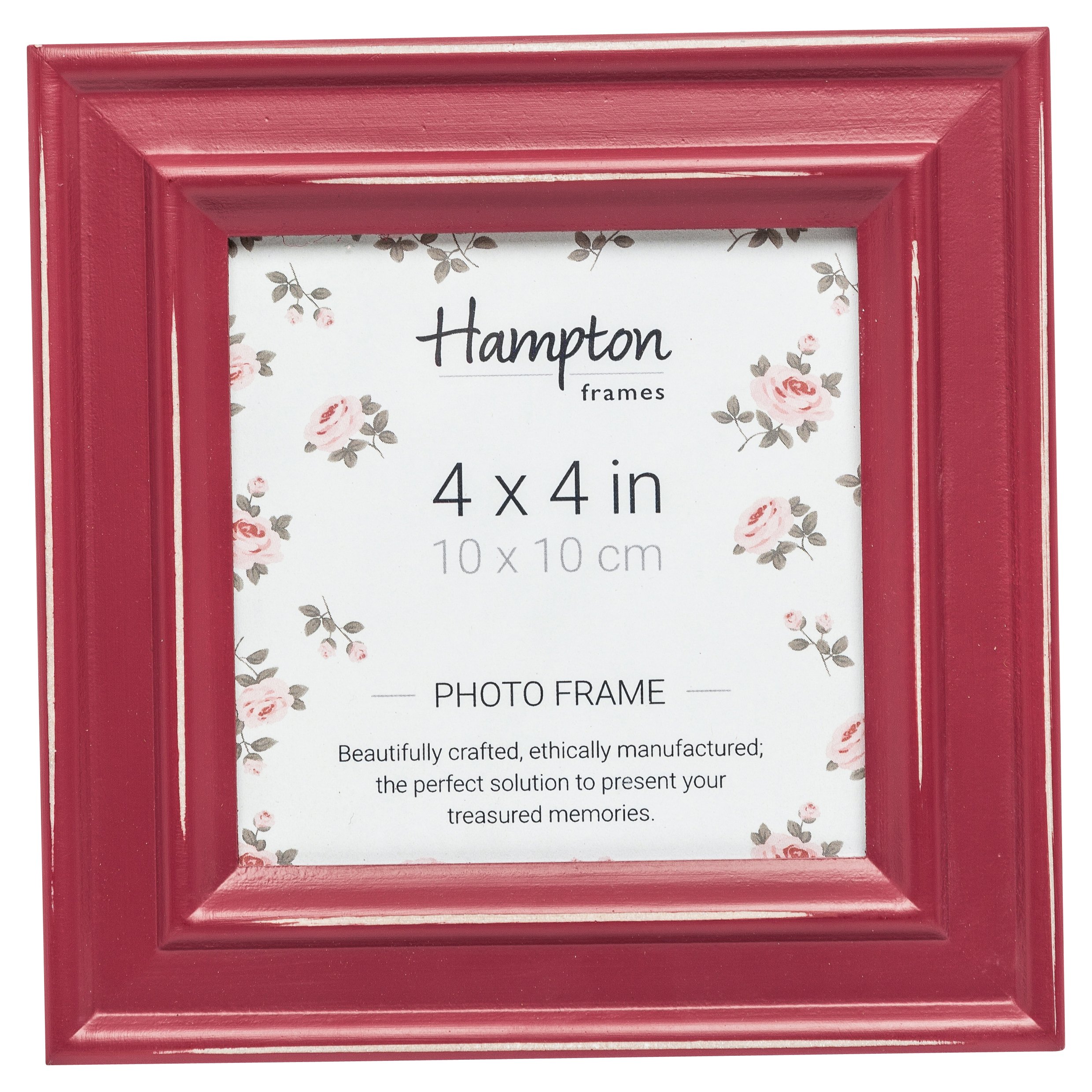 Hampton Frames PALOMA Distressed Square Picture Photo Frame Raspberry Red 4x4 (10x10cm) PAL301944R