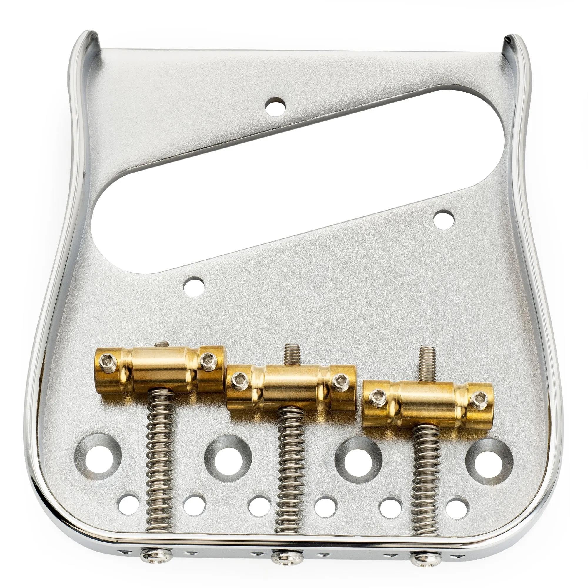Mostek Gitarowy Rozstaw Strun 54 Mm W Całości Z Litego Mosiądzu Kompensowanym Zakrzywionym Mostkiem Gitarowym 3 Siodełkami Chromowany(Left)