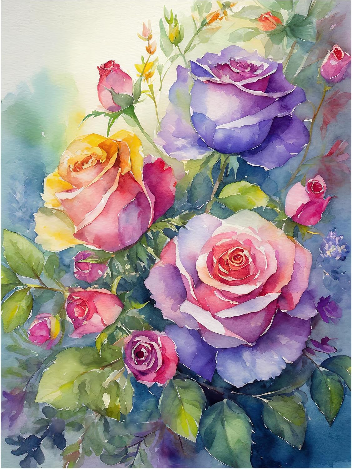 Tile Mural Flowers Elegant Roses Decor Kitchen Bathroom Shower Wall Backsplash