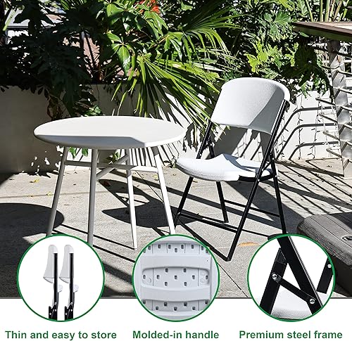 Miniatura 6 de BalanceFrom - Silla plegable de plástico con capacidad de 500 libras, color blanco, paquete de 8