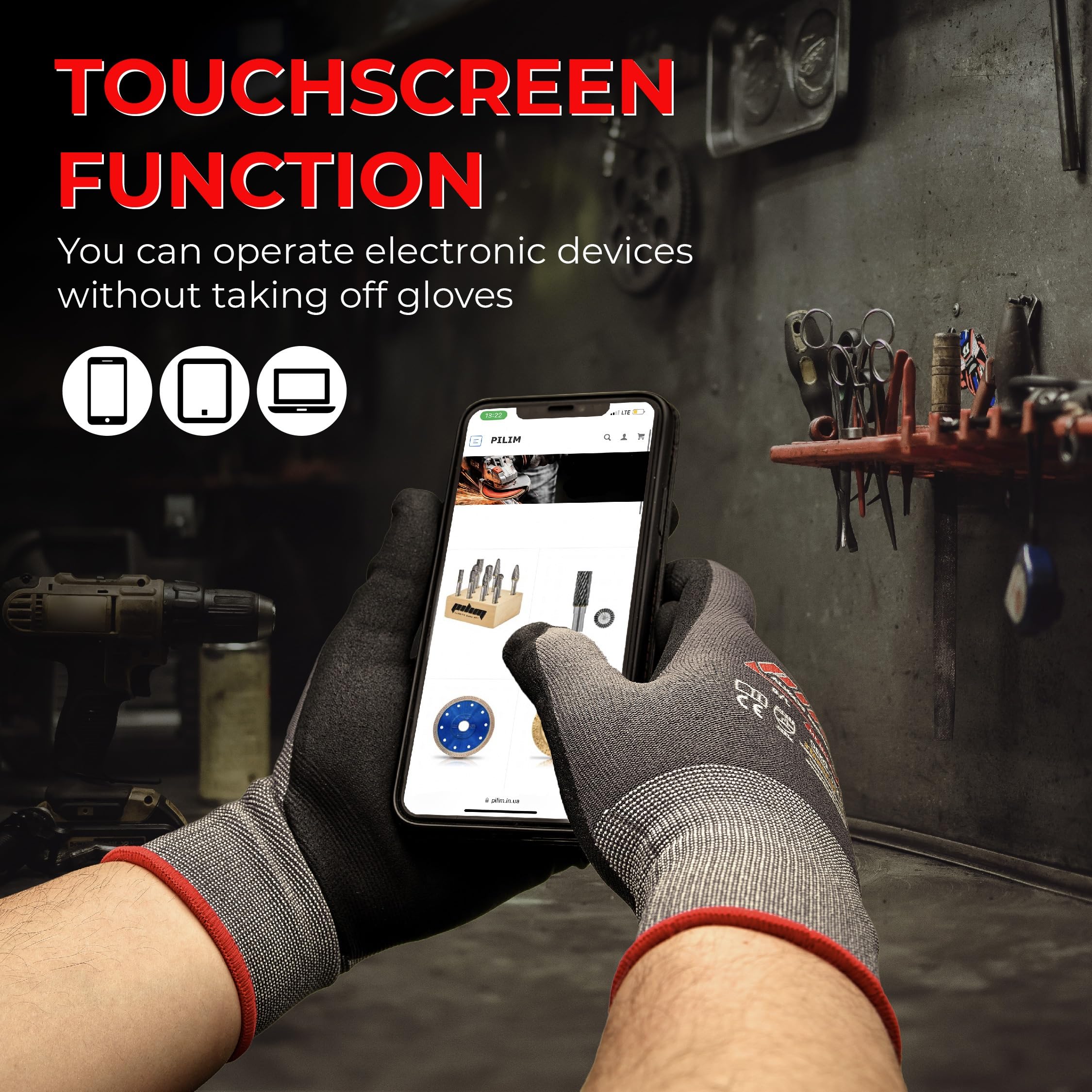 Guantes de seguridad de nitrilo Microfoam - Guantes antideslizantes muy resistentes para construcción, jardinería y mecánica
