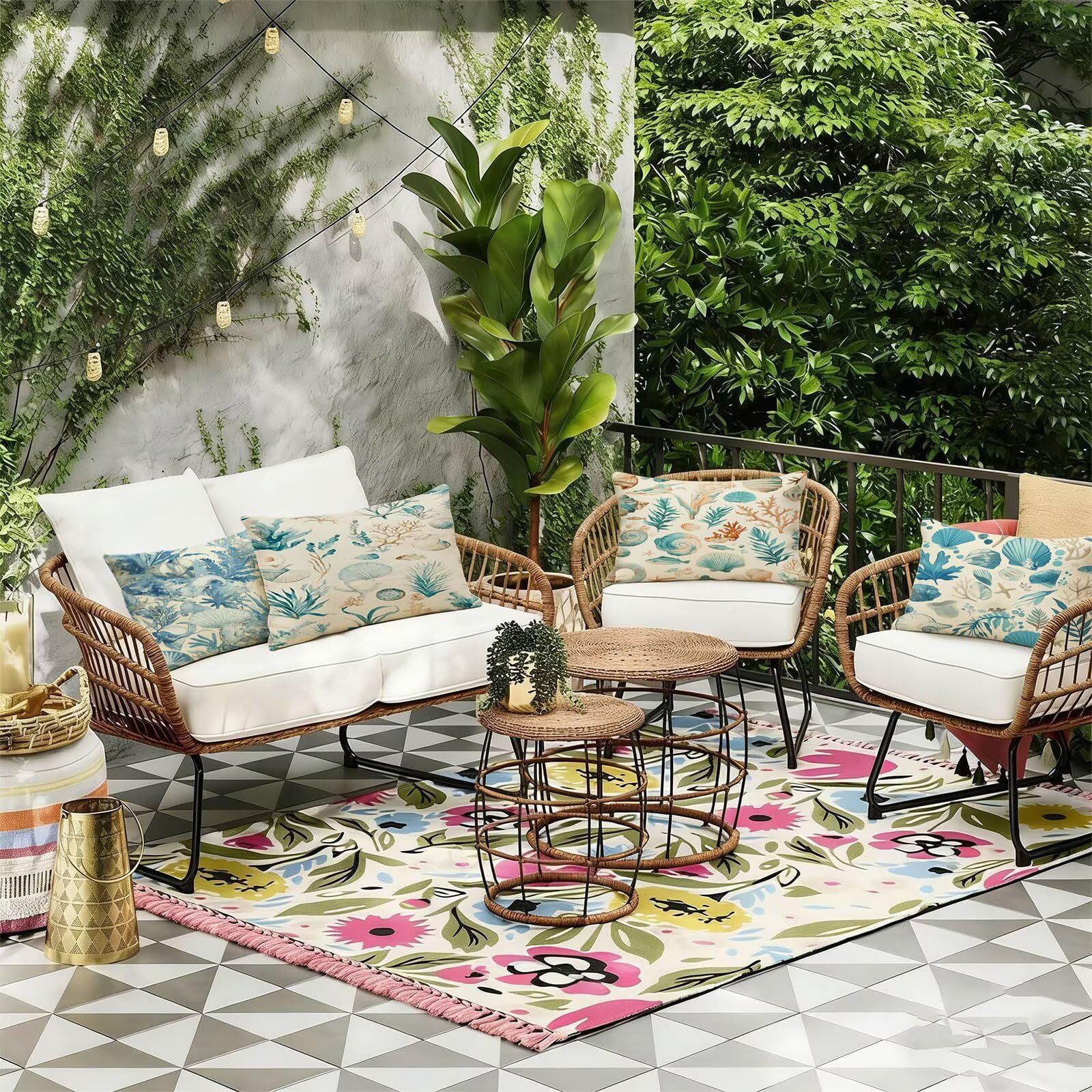 Generisch Outdoor Kissen Wetterfest 30x50cm Beige Dekokissen Kissenbezüge HüLse Kissenhülle Sommer Sofakissen für Wohnzimmer Schlafzimmer Garten Dekorative 4er Set. R-5306