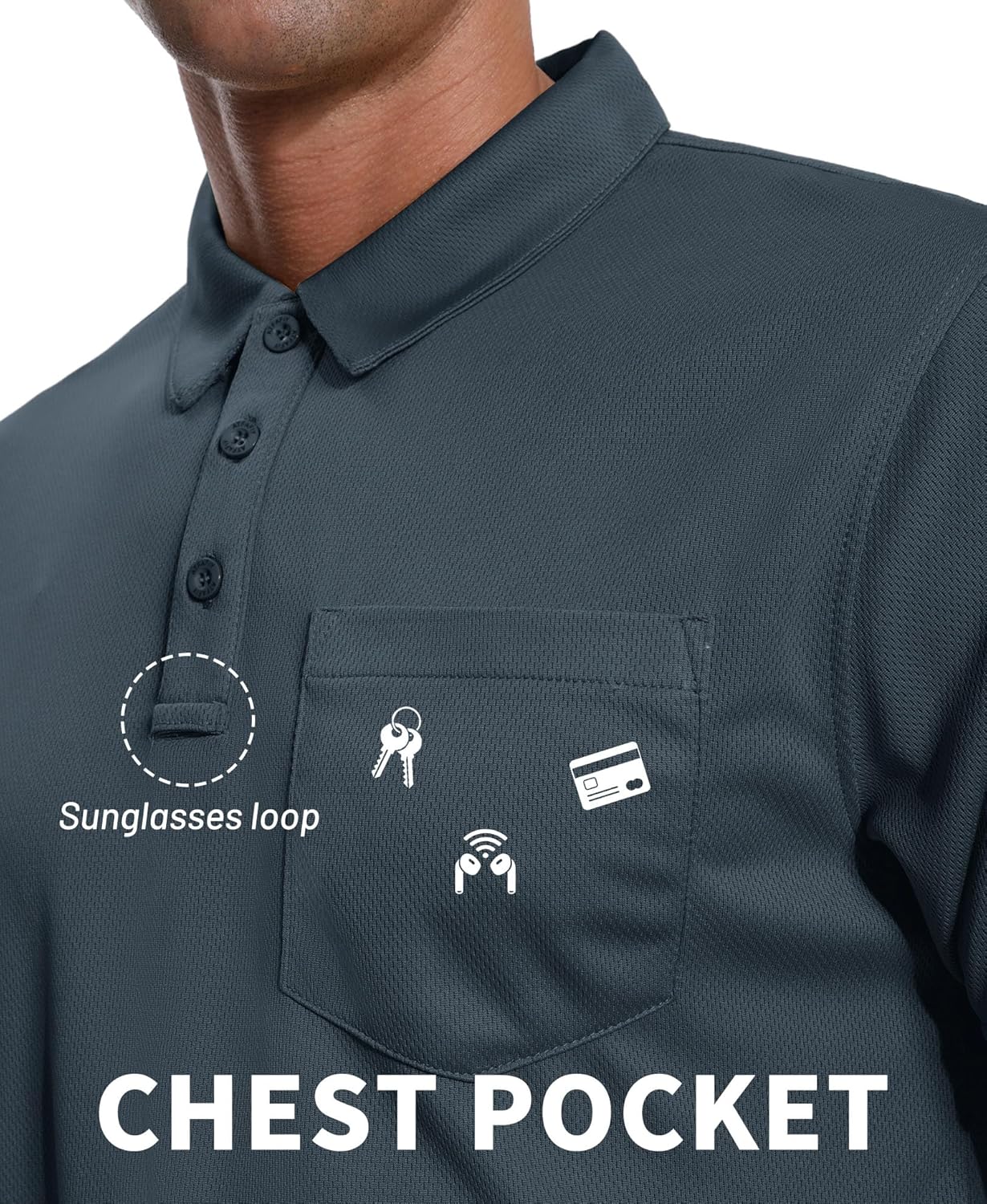 ZITY Men's 3 Pack Polo Shirts Short Sleeve with Pocket Moisture Wicking Casual Work Golf Lightweight Collared T-Shirts