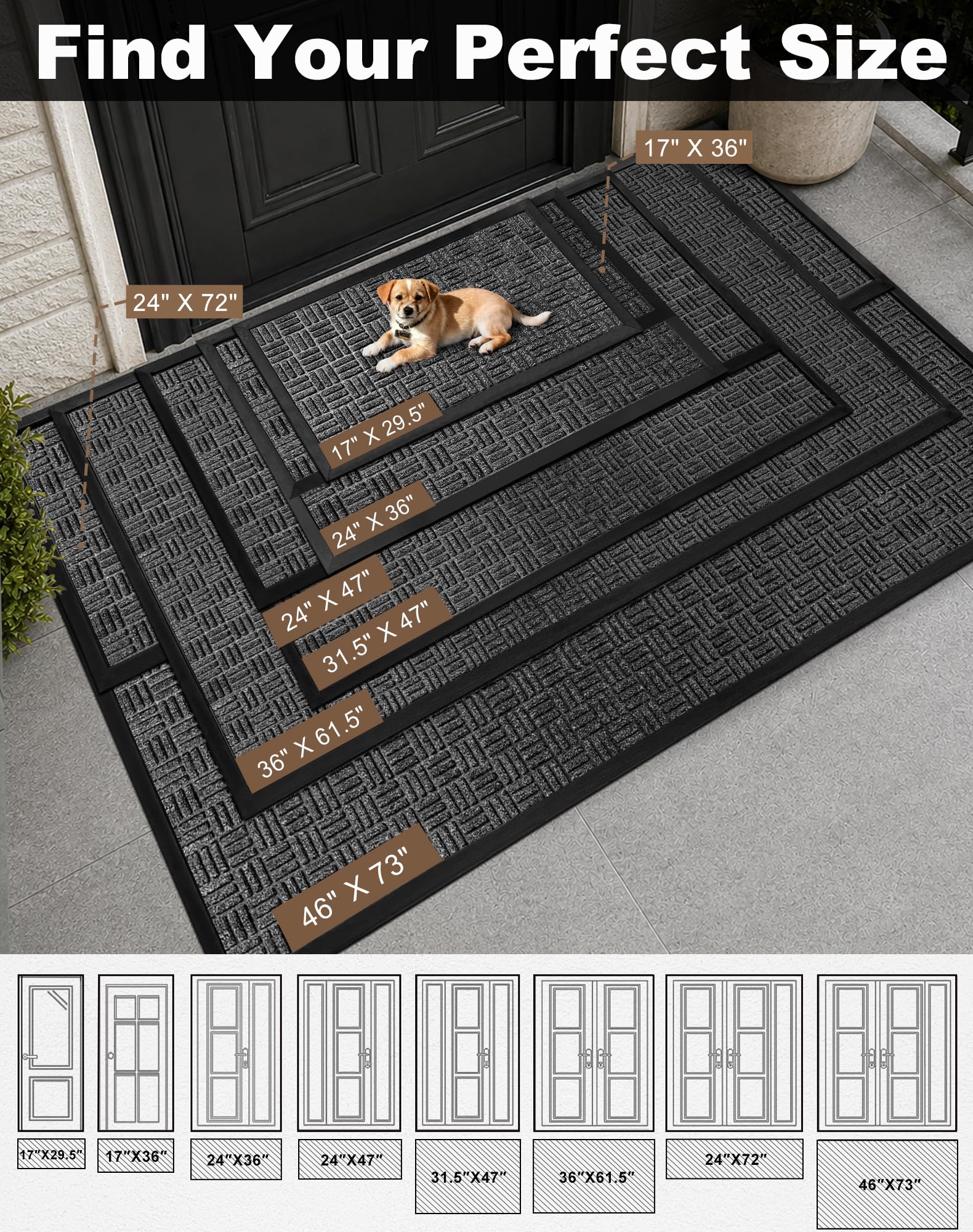 Mibao Gray Doormat - Heavy Duty Outdoor & Indoor Mat -2 Mibao Gray Doormat - Heavy Duty Outdoor & Indoor Mat -2