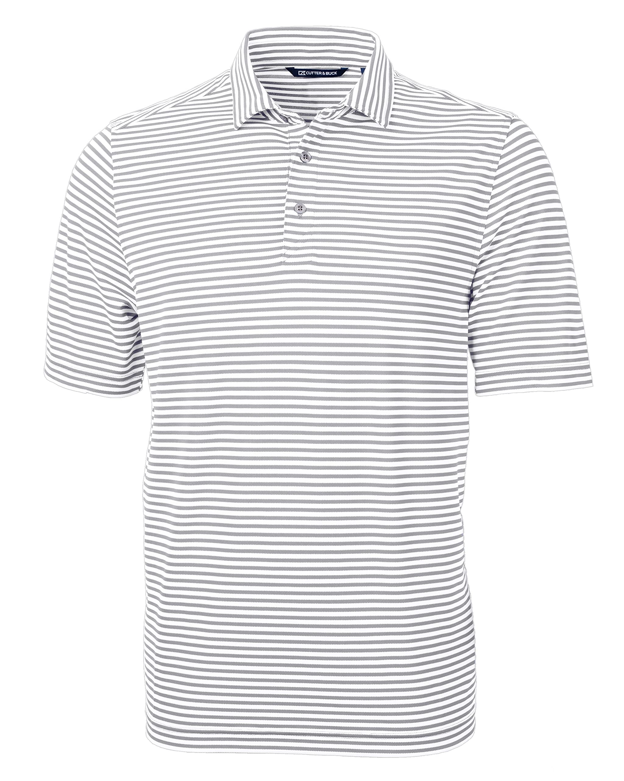 Cutter & Buck Men's Short Sleeve Virtue Eco Pique Stripe Recycled Polo Shirt