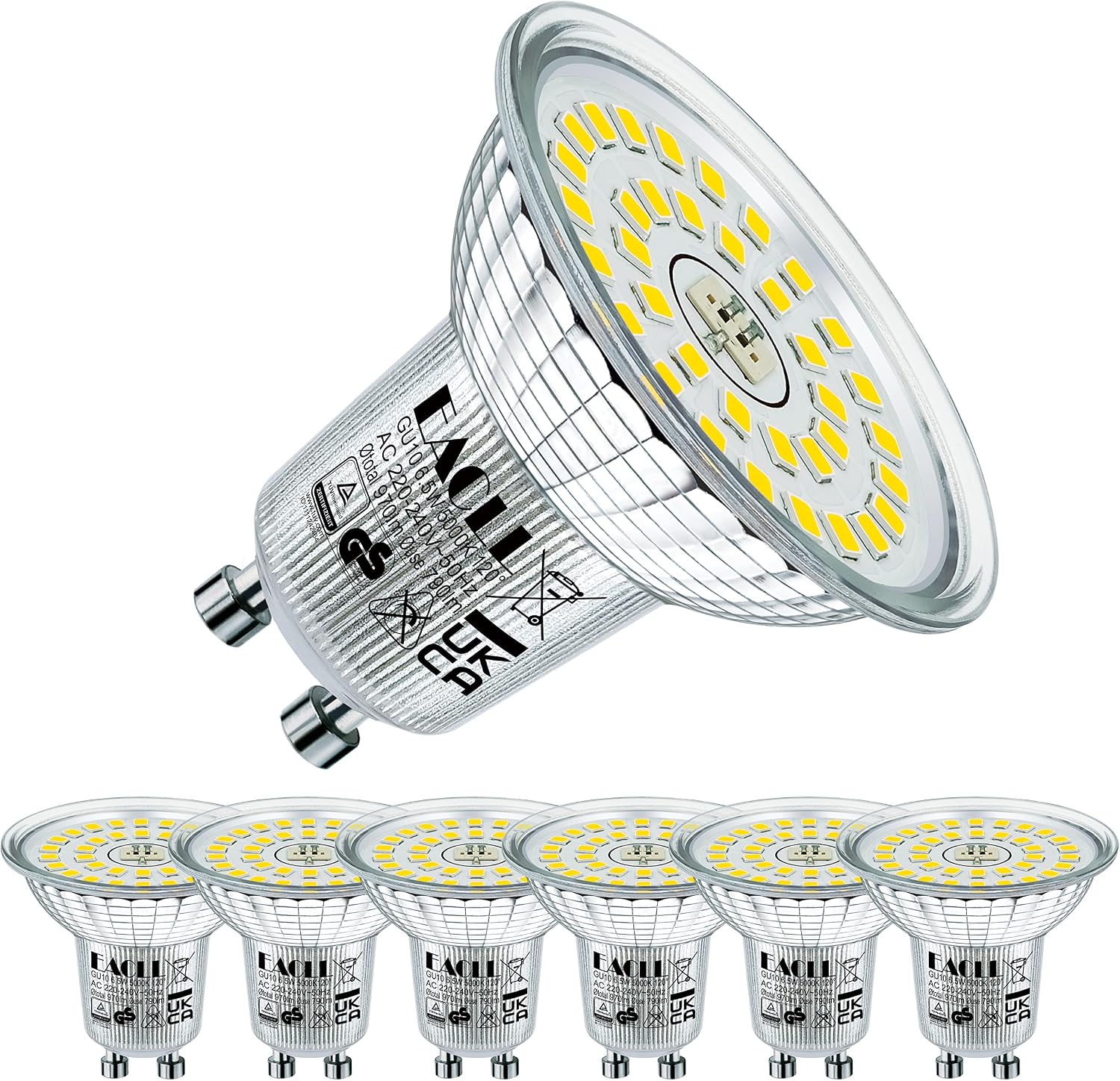 EACLL Lampadine LED GU10 4.9W Equivalente A Alogena 75W, Pacco Da 4 585lm 6000k Bianco Freddo Faretti   Ivaxzqbbjg Eawwhwoc