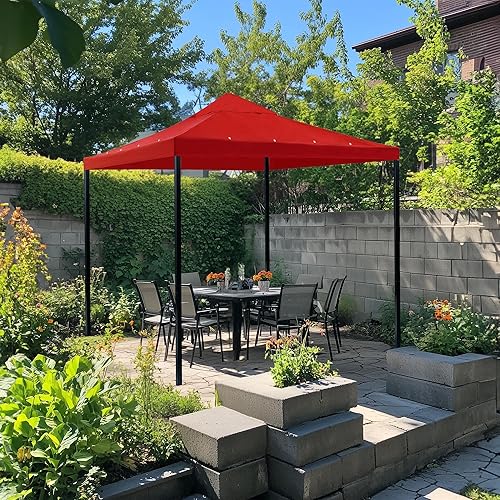 Miniatura 8 de Yescom Repuesto de glorieta de 10 x 10 pies para cubierta de toldo de 1 nivel para exteriores, patio, jardín, patio, rojo, Y0041002