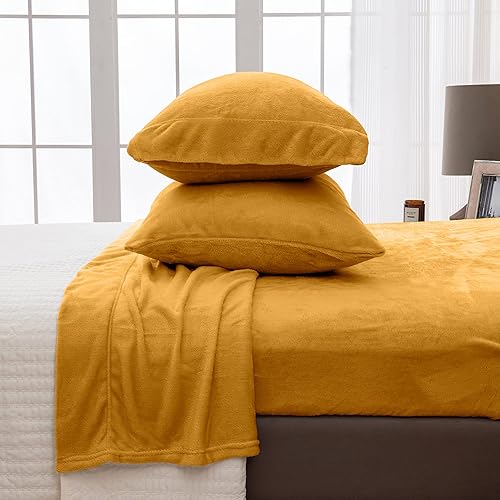 Great Bay Home - Juego de sábanas de microforro de vellón de felpa de terciopelo extra suave, no se les forman pelusas, de bolsillo profundo,