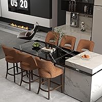 Vista 22 de VKNOW Juego de 2 Taburetes de Bar, Taburetes de Bar Tapizados de Altura de Mostrador, Taburetes Modernos de Mostrador con Patas de Madera para Isla