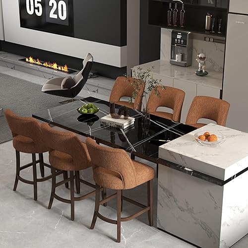 Miniatura 19 de VKNOW Juego de 2 Taburetes de Bar, Taburetes de Bar Tapizados de Altura de Mostrador, Taburetes Modernos de Mostrador con Patas de Madera para Isla