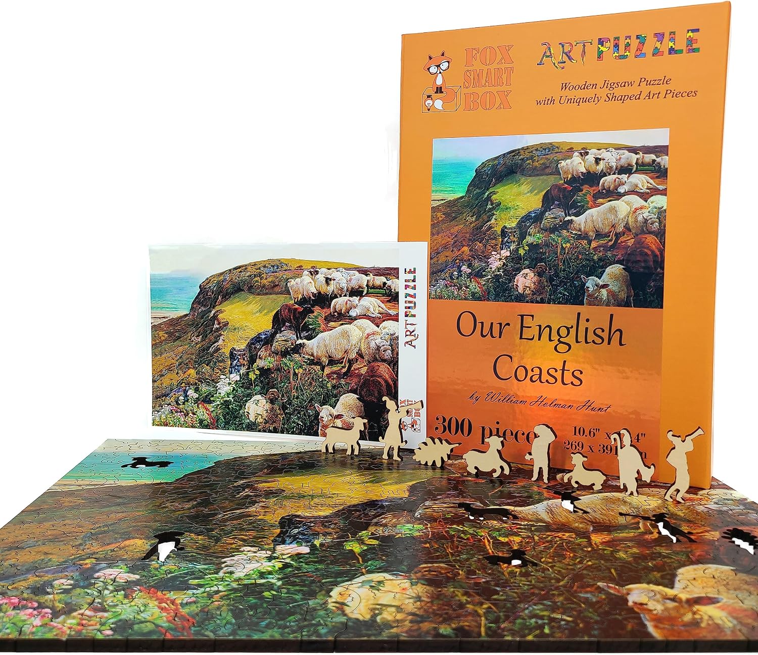 Wooden Puzzle for Adults - Uniquely Shaped Pieces - Made in The USA by FoxSmartBox - 300 Pieces - Our English Coasts