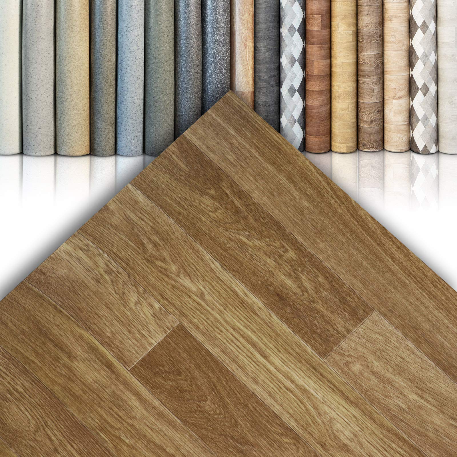 casa pura Pavimento PVC - Rivestimento Pavimento Finto Legno, Parquet, Granito e Basalto - Copri Pavimento Vinilico a Rotolo, Su Misura - 200 x 350 cm - Rovere Rustico