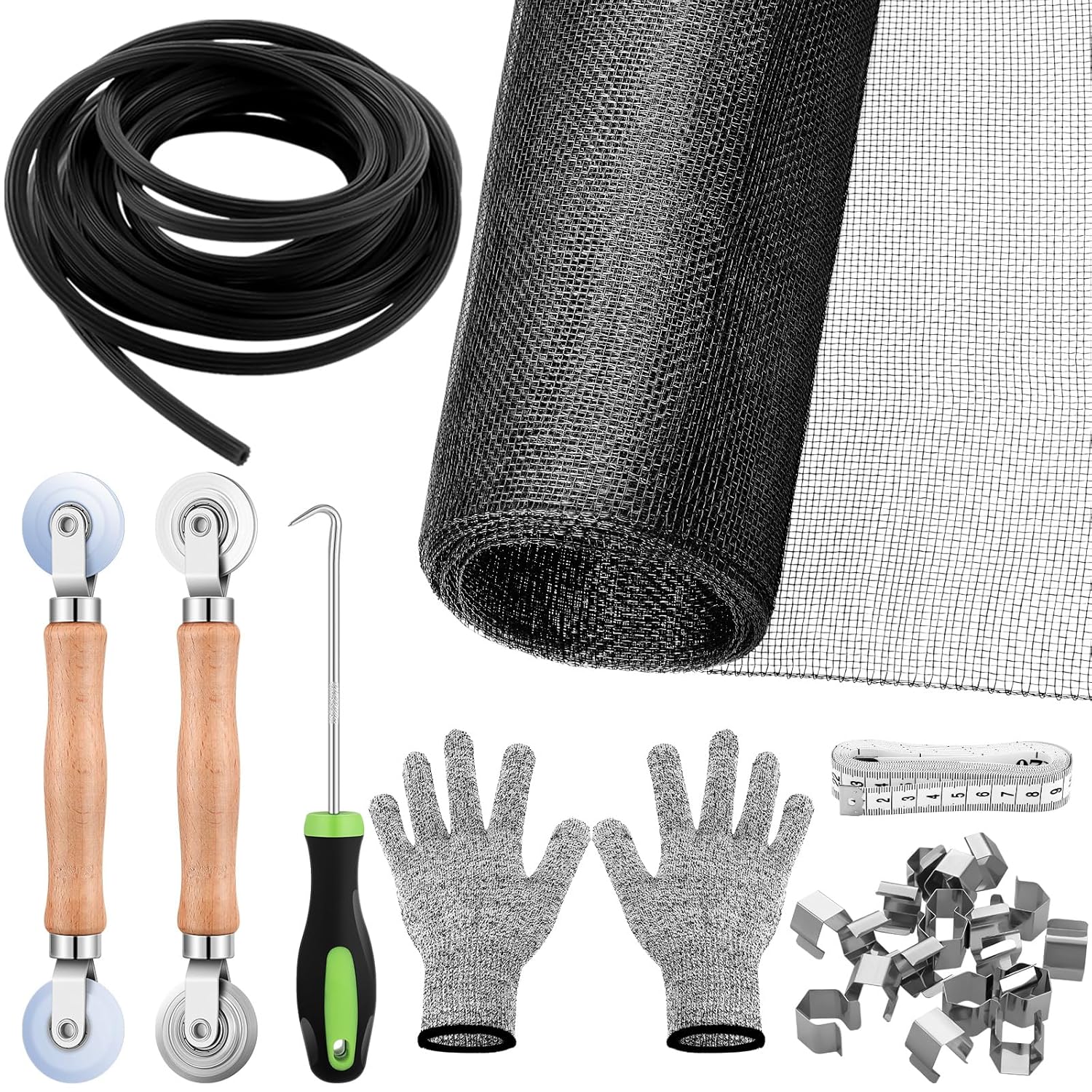 25 Pieces Windows Screen and Screen Door Repair Kit 48 in x 197 in