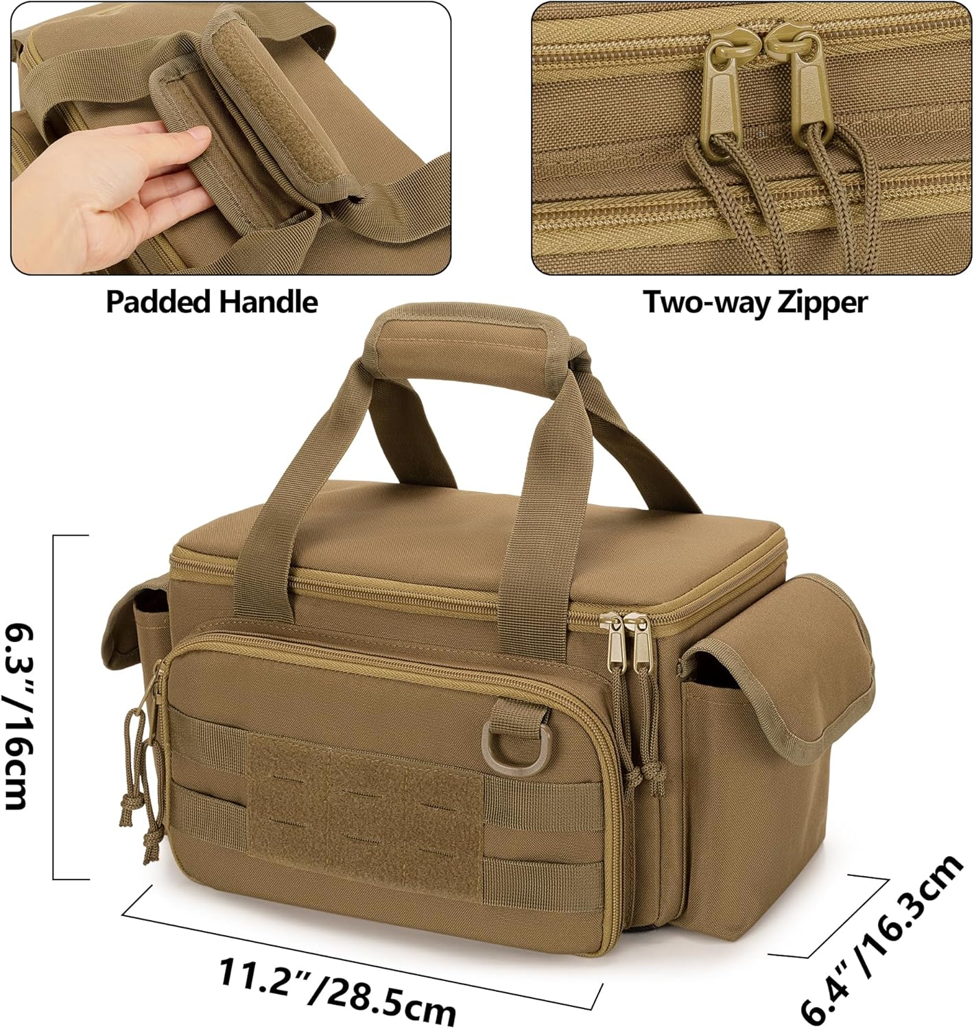 Small Tool Bag with Anti-friction and Thick Padded Bottom, Tool Storage Organizer for Men, Tactical Bag, Range Bag, Multi-functional Work Tote for Repairman, Electrician, Carpenters (Khaki) - Image 5
