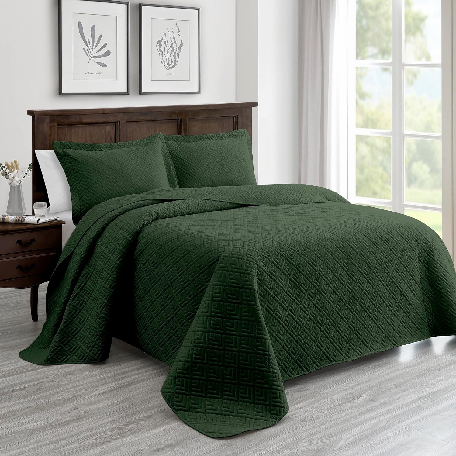 PHRIXUS King Quilt Bedding Cover Olive Oversized Summer