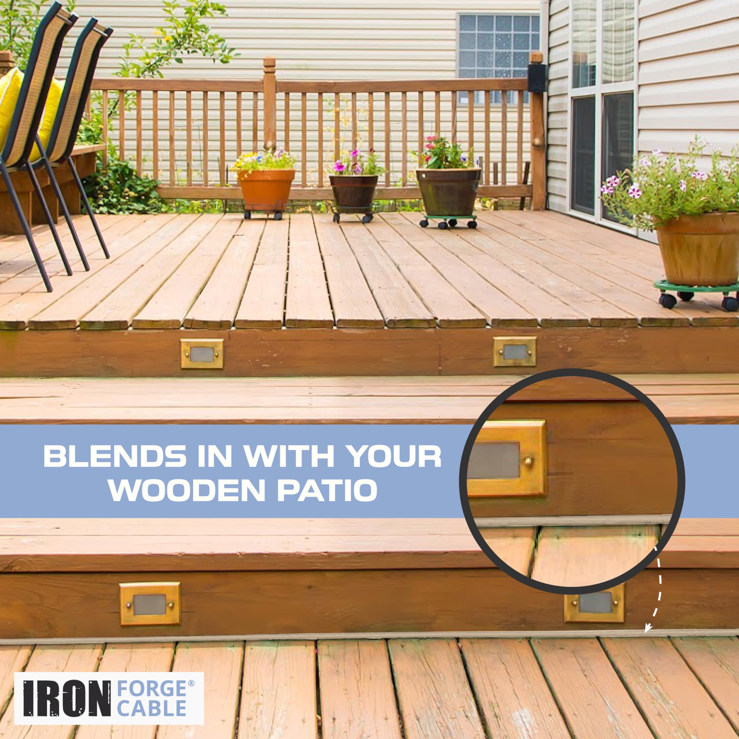 Iron Forge Cable de extensión beige de 10 pies para exteriores, cable resistente de 16/3 con enchufe de tierra de 3 puntas para seguridad, 13 amperios para jardín, césped, herramientas y