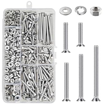 Wensilon 700 pcs#8 Outlet Screws Kit, 304 Stainless Steel Machine Screws, Flat Head Phillips,Electrical Wall Plate Switch, Bright Finish, Fully Machine Thread