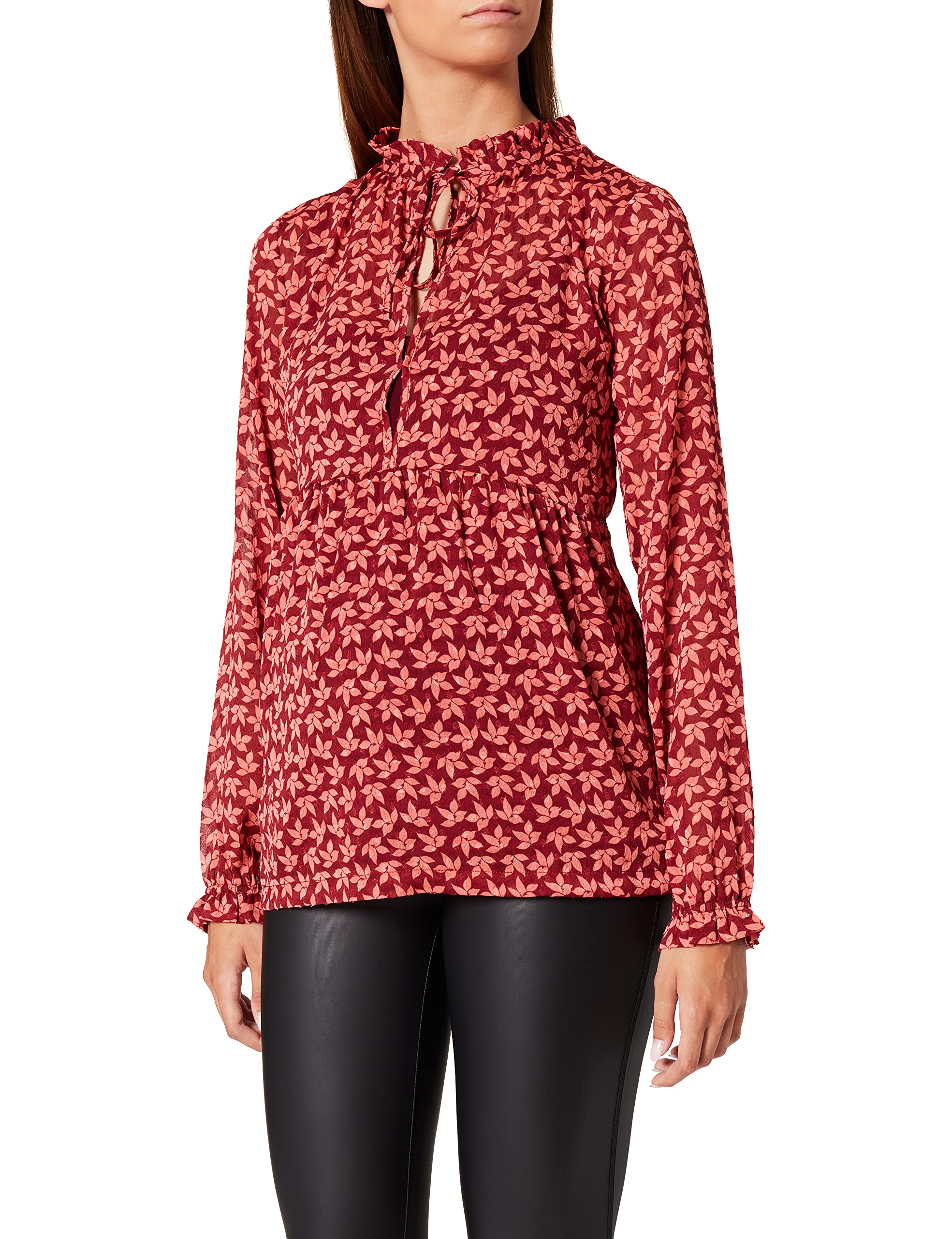 Queen Mum Women's Top Nursing Ls Maternity Long Sleeve Top Not Applicable, Multicolour (Spiced Coral P), 12 (Manufacturer Size: Medium)