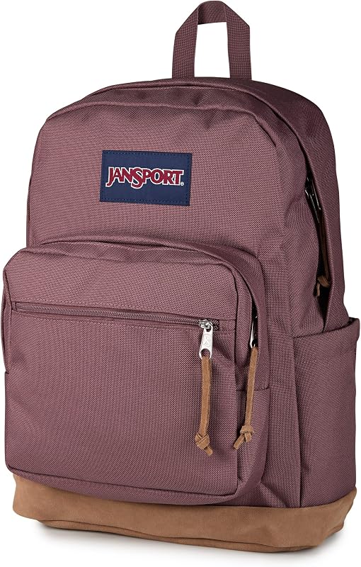 Mochila JanSport Right Pack - Mochila duradera con funda acolchada para portátil de 15", amplio compartimento principal y bolsillo integrado para botella de agua - Mahogany Haze