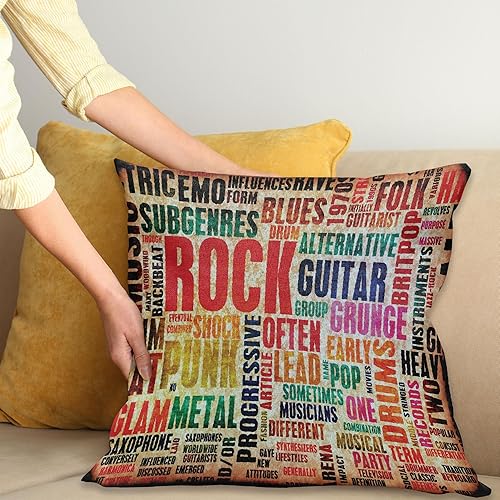 Miniatura 2 de Ambesonne Funda de cojín con diseño de música retro Rock Roll con letras grunge, colores desgastados, tema musical de fondo, funda de almohada