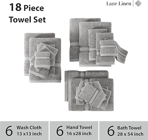 Miniatura 3 de LANE LINEN Juego de toallas de baño de lujo, toallas de baño 100% algodón, cero torsión, secado rápido, toalla de baño extra aborbente, súper suave,