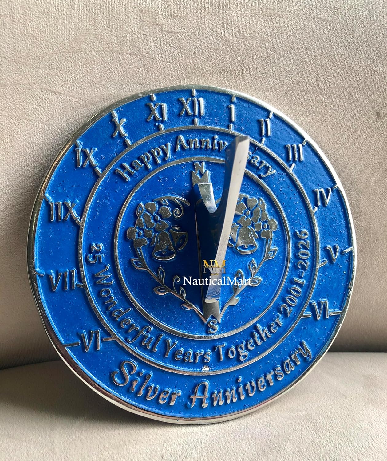 NauticalMart Anniversary Sundial Gift for 25th Silver Wedding Anniversary in 2026 Home Decor Or Garden Present Idea - Handmade Gifts for Him, Her Parents Or Couples 25 Year Celebration