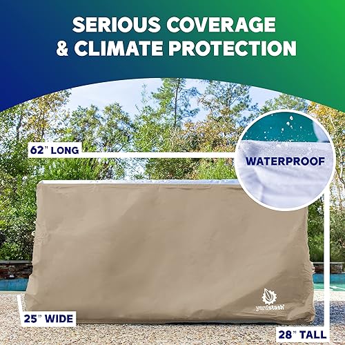 Miniatura 2 de YardStash Cubierta para caja de cubierta – Resistente e impermeable para almacenamiento de cojines al aire libre y cajas grandes – Protege de la